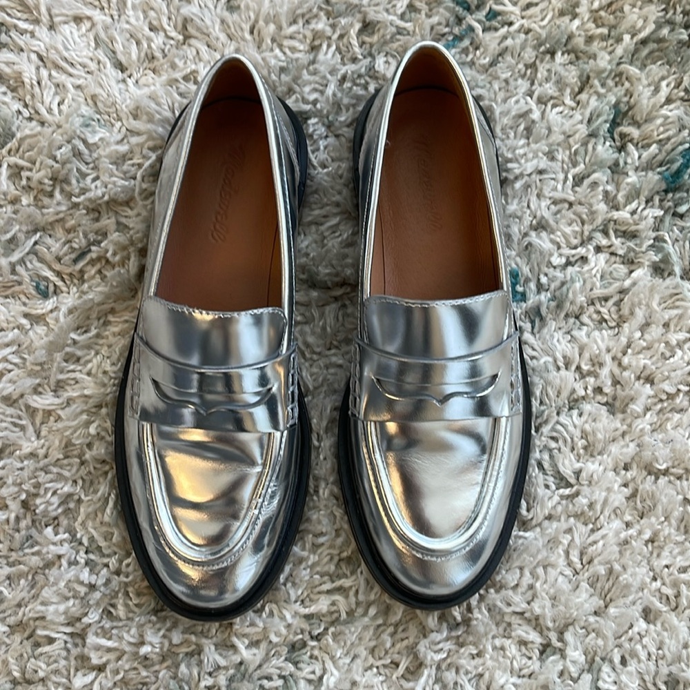 Madewell Silver Metallic Loafers